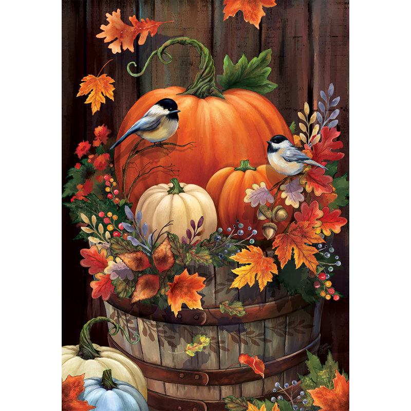 Custom Decor Pumpkin Barrel 2Sided Polyester Garden Flag